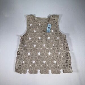 Loft NWT Crochet Floral Lace Tank Top Beige Small Petite Sleeveless Beach Boho